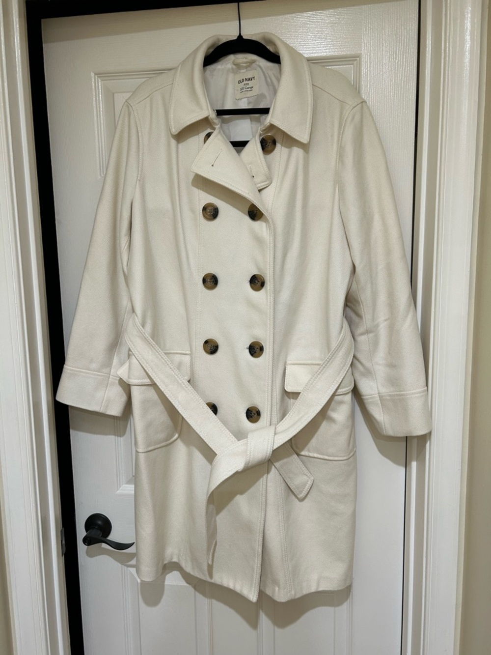 Old Navy Women's Cream Double-Breasted Belted Trench Coat size XXL